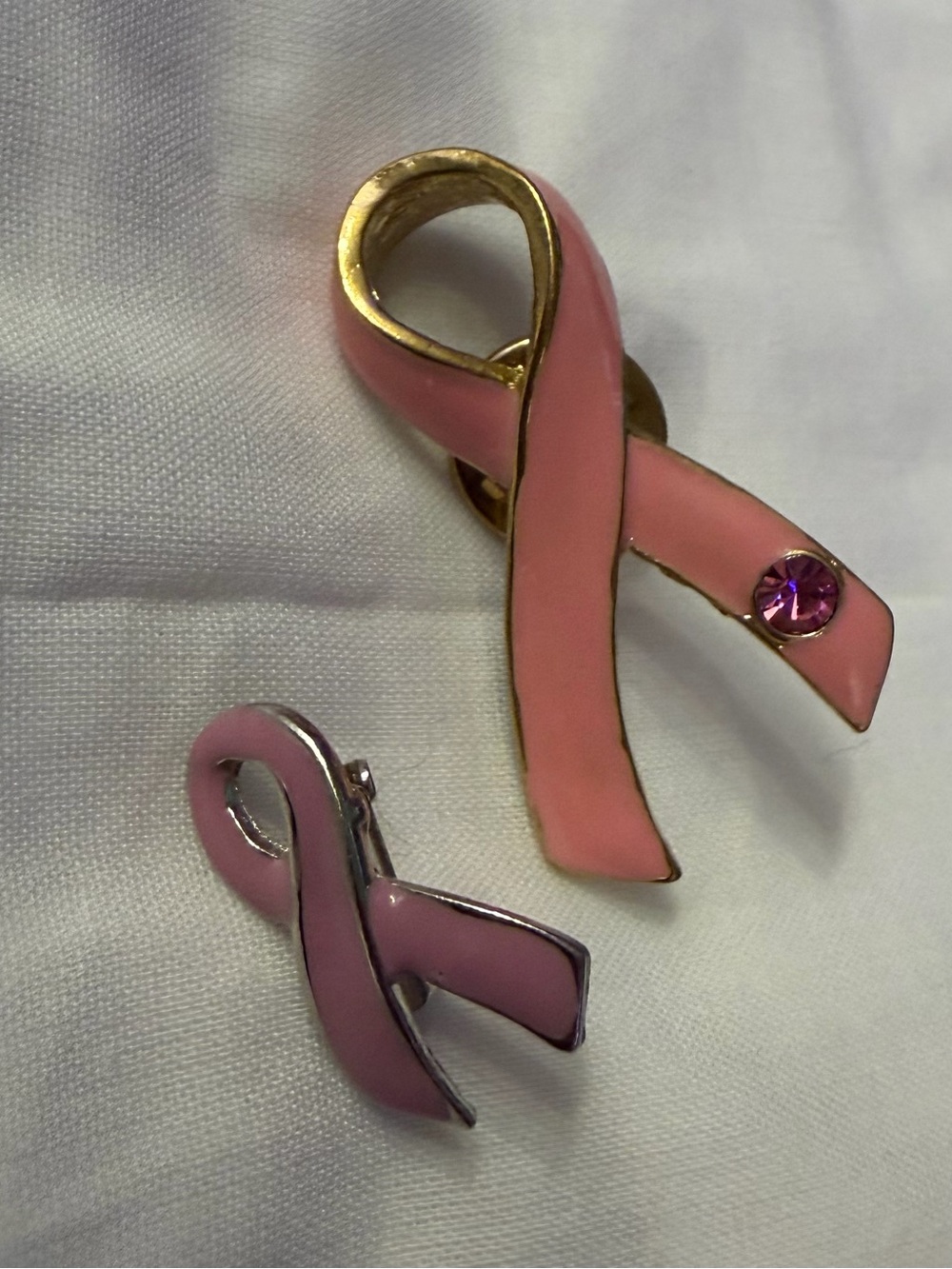 Pair of Breast Cancer Awareness Ribbon Pins